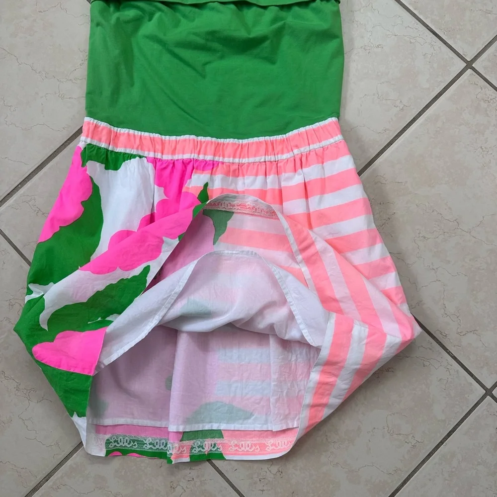 Lilly Pulitzer Green and Pink Strapless Mini Dress - Picture 7 of 8